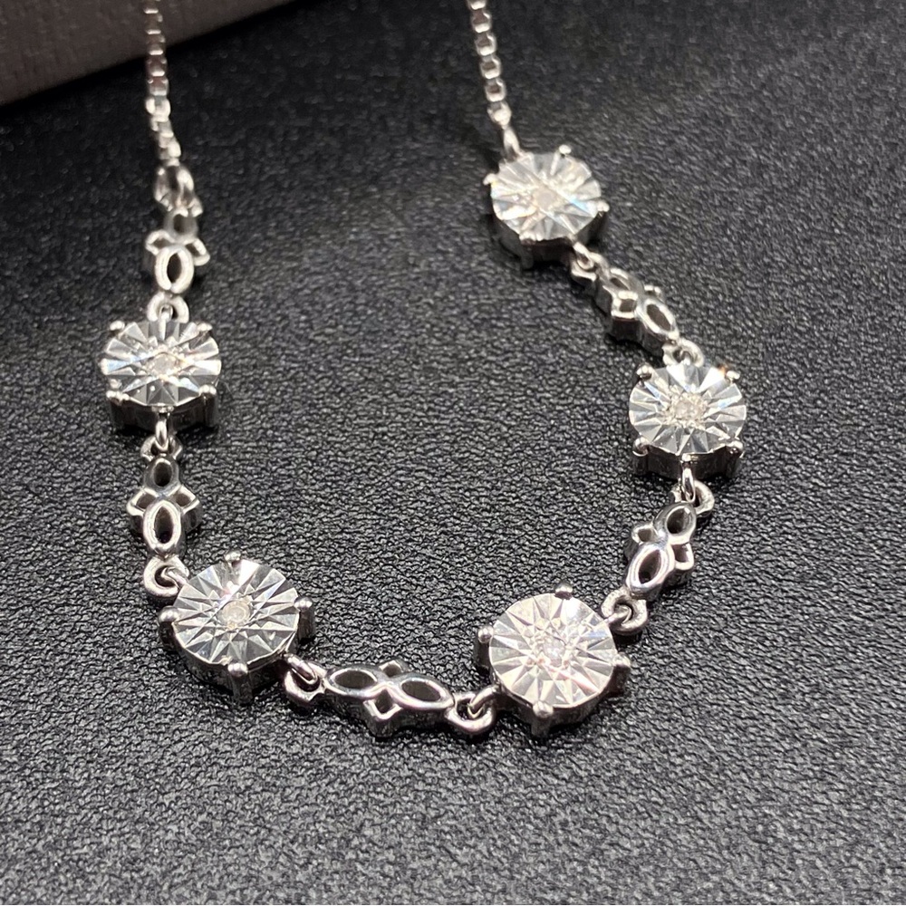 Diamond Cut Diamond Accent Adjustable Bolo Bracelet Platinum Over Sterling
